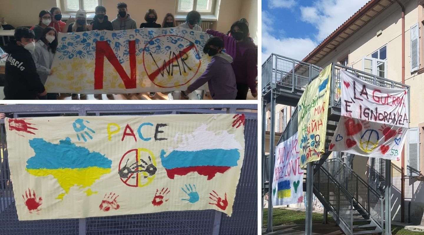 Immagine per Bandiere e striscioni contro la guerra, gli studenti di Gorizia chiedono pace
